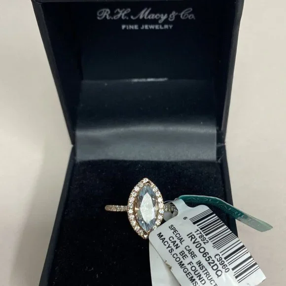 $3950 / NEW / Effy 14K Gold 1.7 CT Aquamarine & Diamond Ring